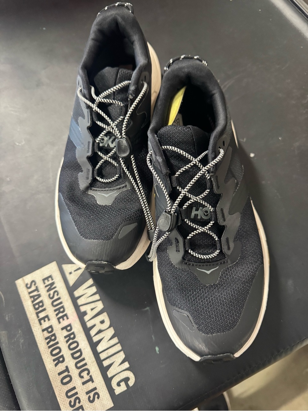 Hoka Transport Black Athletic Sneakers with White Trim - Picture 2 of 3